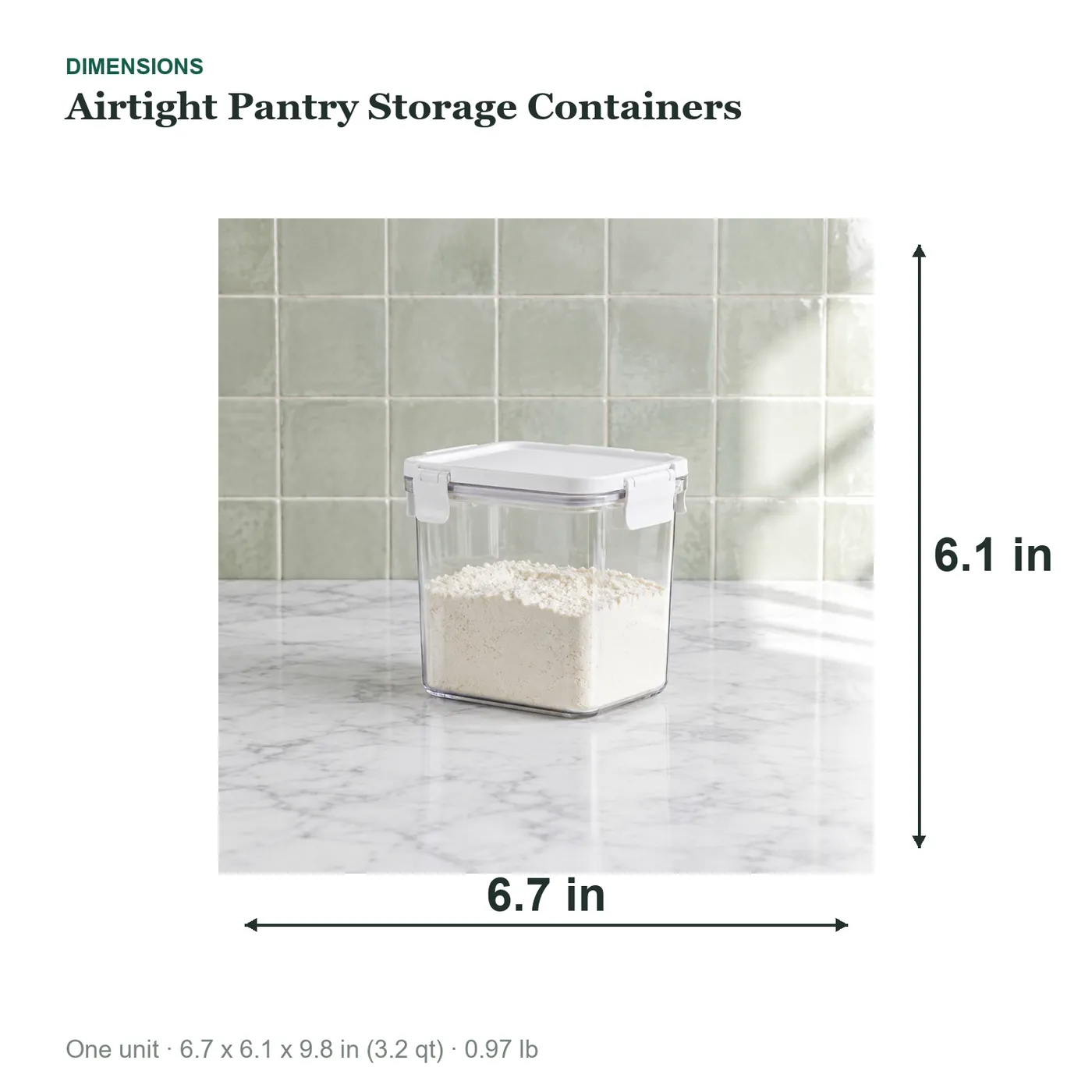 Airtight Pantry Storage Containers dimensions diagram