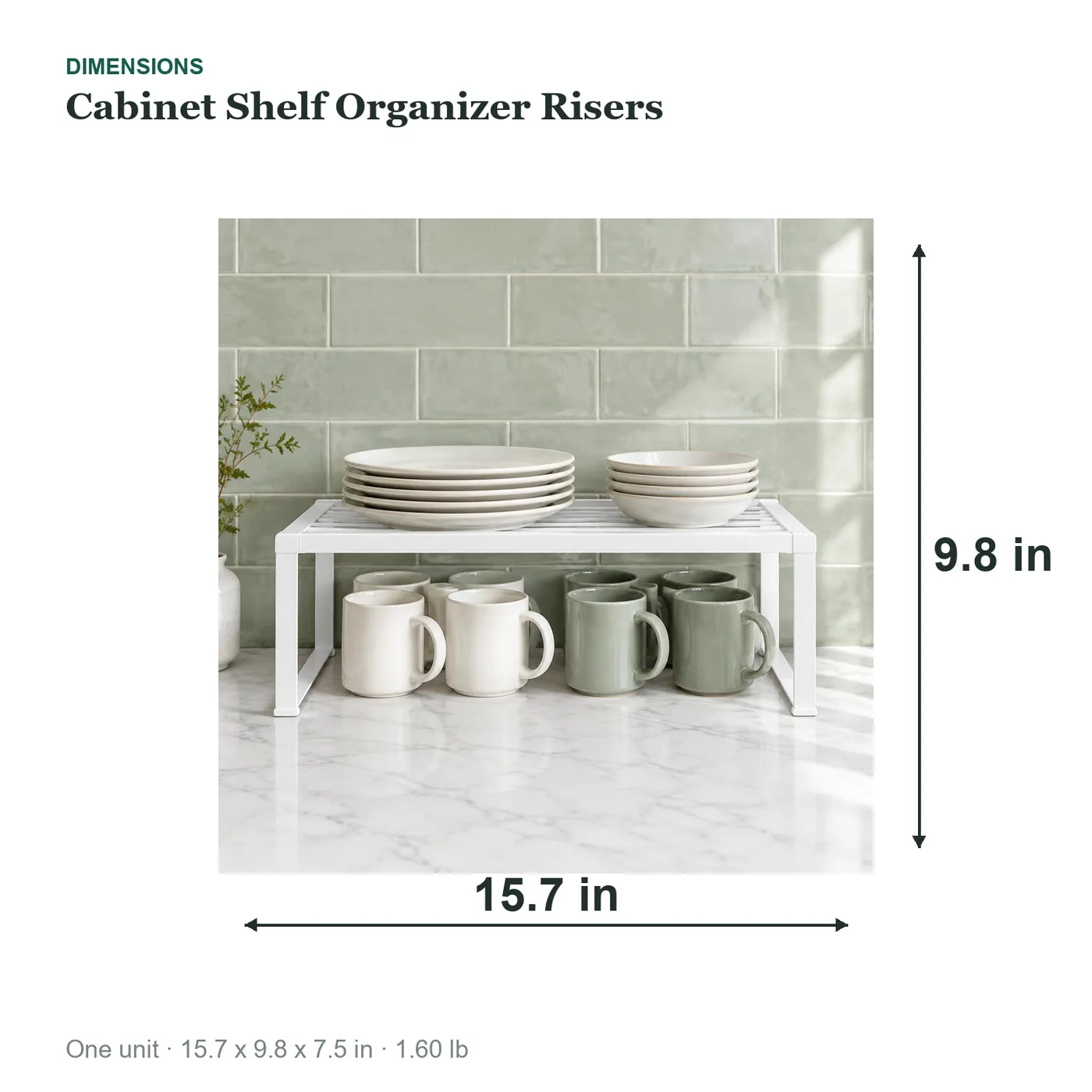 Cabinet Shelf Organizer Risers dimensions diagram