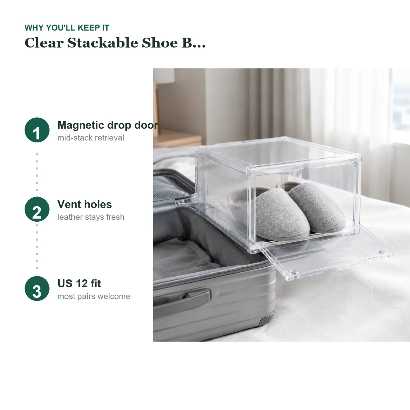 Clear Stackable Shoe Boxes key details