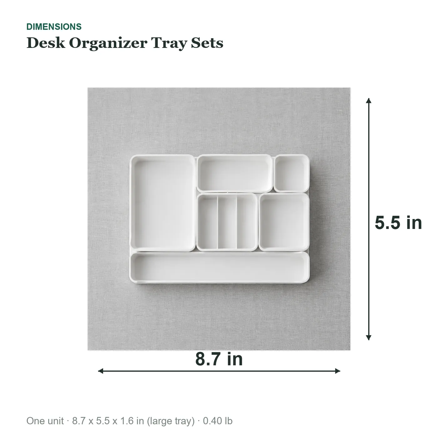 Desk Organizer Tray Sets dimensions diagram