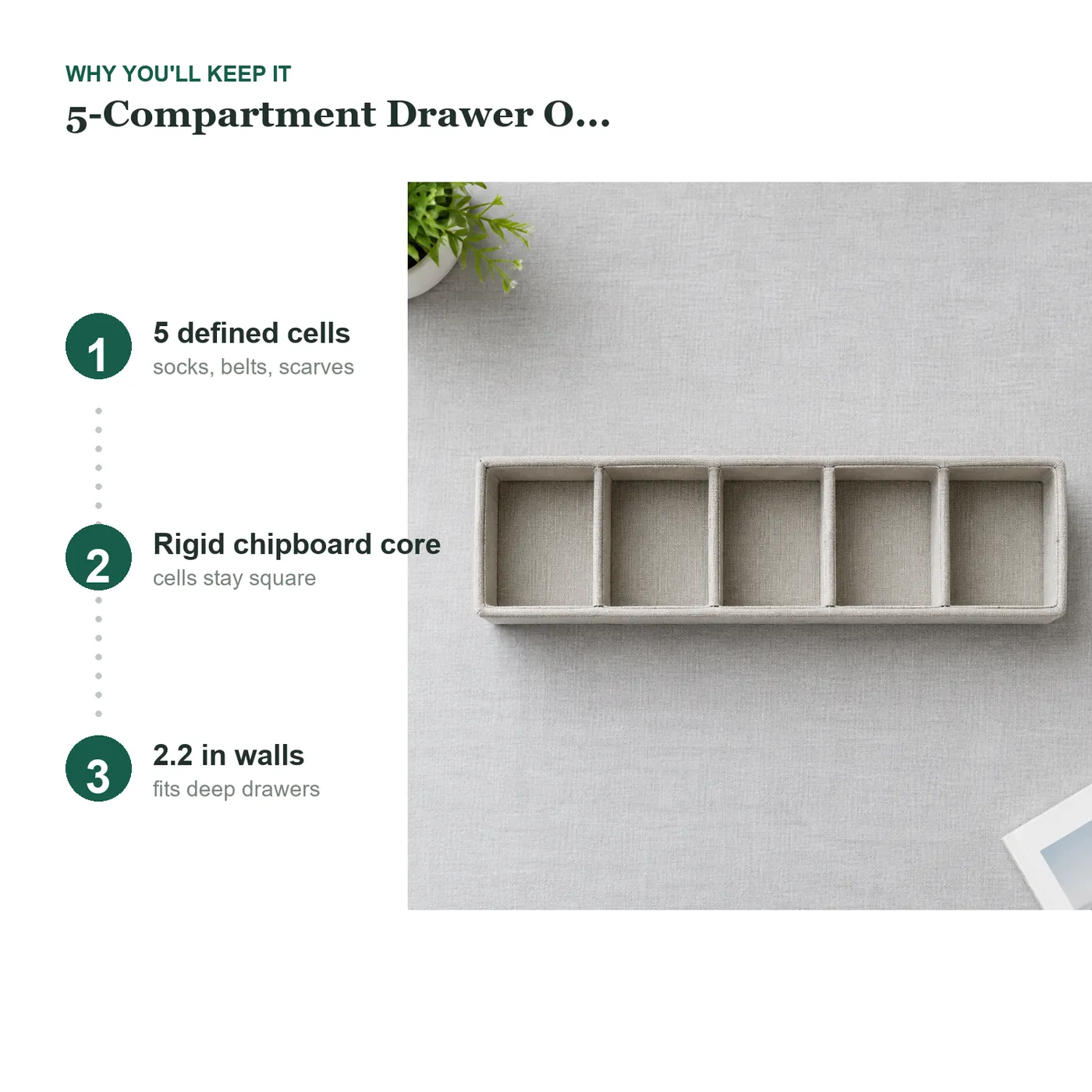 5-Compartment Drawer Organizer Trays key details