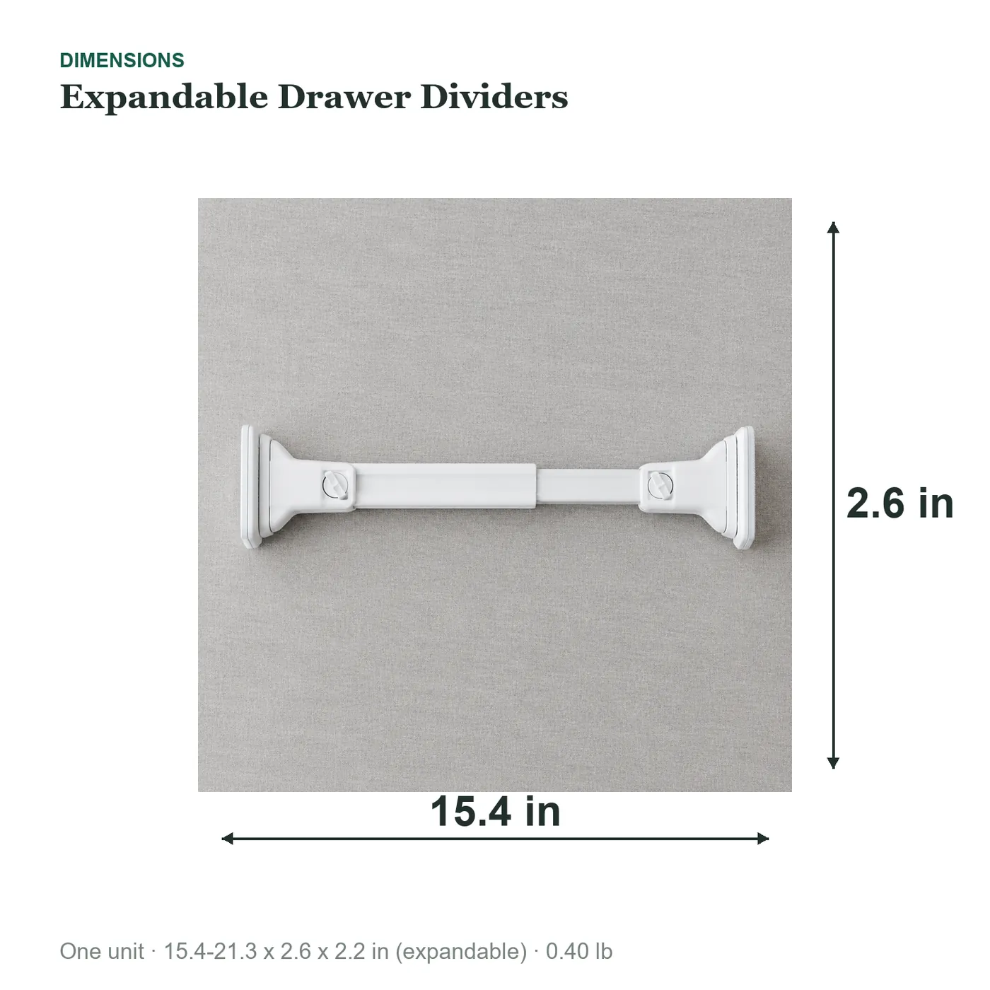 Expandable Drawer Dividers dimensions diagram
