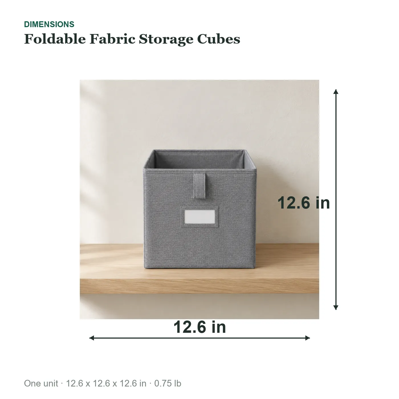 Foldable Fabric Storage Cubes dimensions diagram