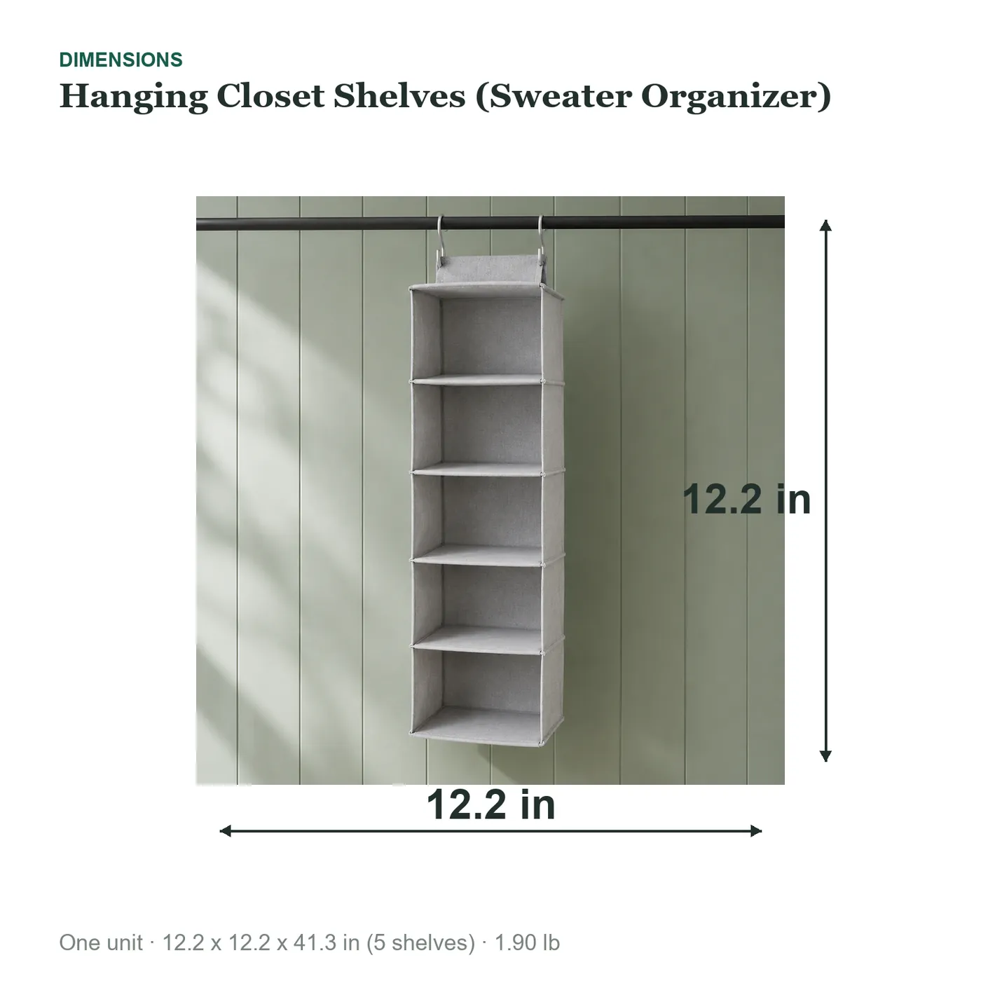 Hanging Closet Shelves (Sweater Organizer) dimensions diagram
