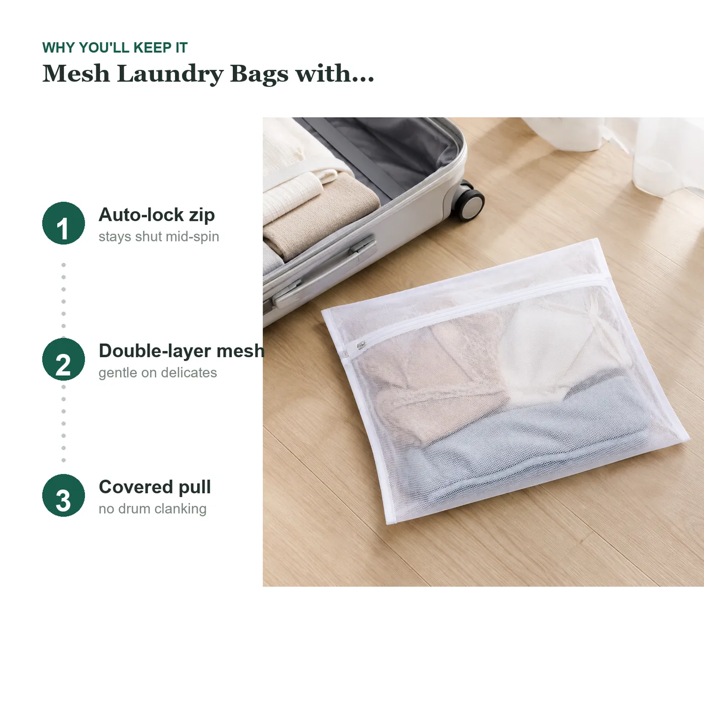 Mesh Laundry Bags with Zipper key details