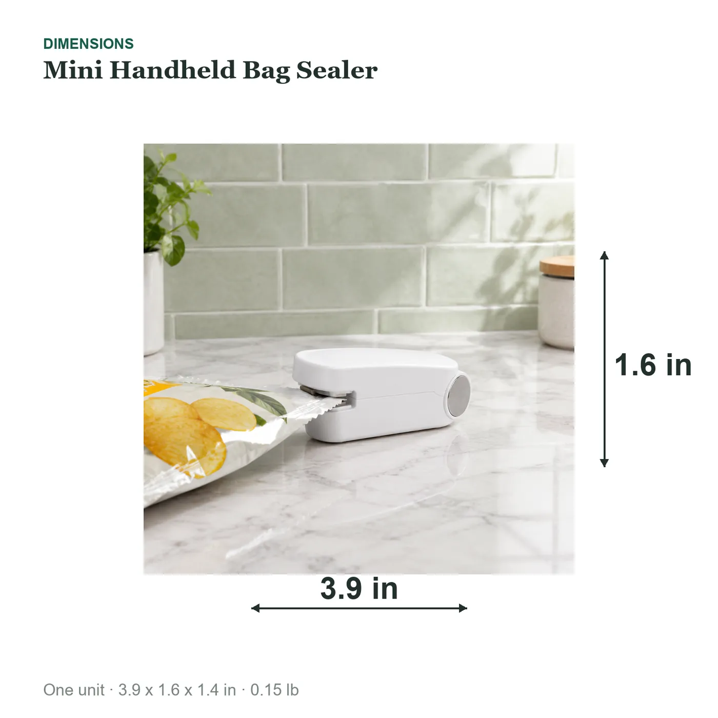 Mini Handheld Bag Sealer dimensions diagram