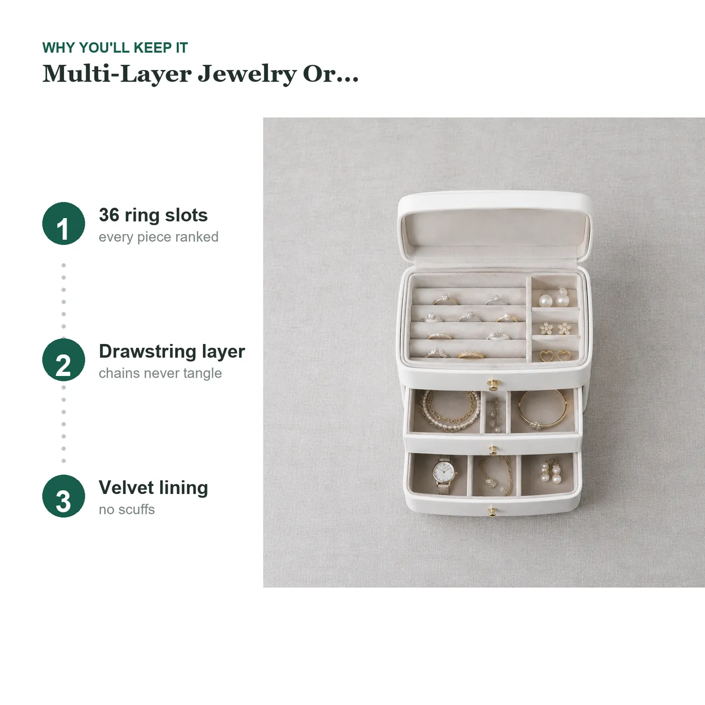 Multi-Layer Jewelry Organizer Box key details