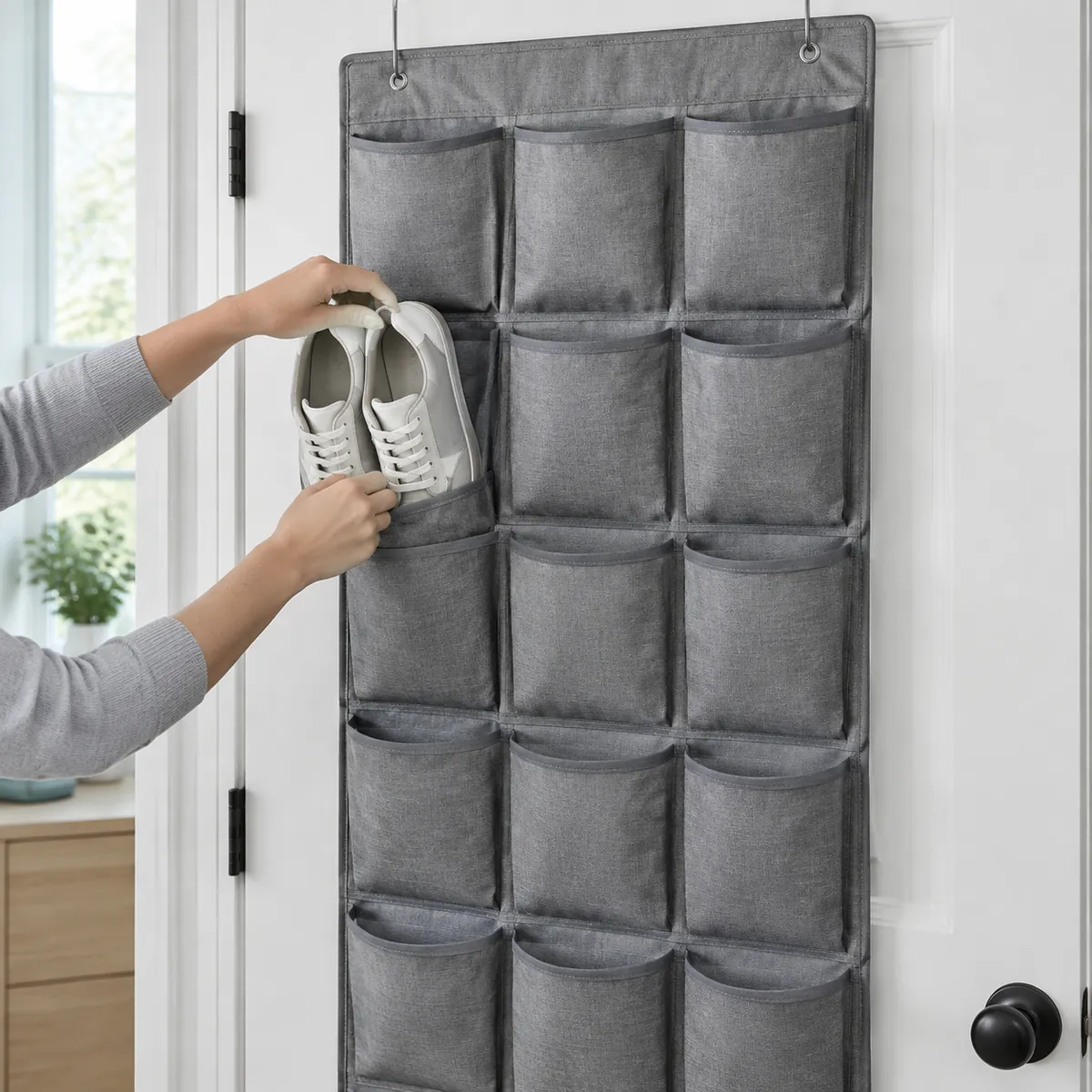 Over-Door Fabric Organizer with Pockets - in real use