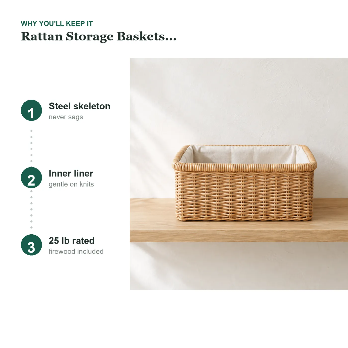 Rattan Storage Baskets (Large) key details