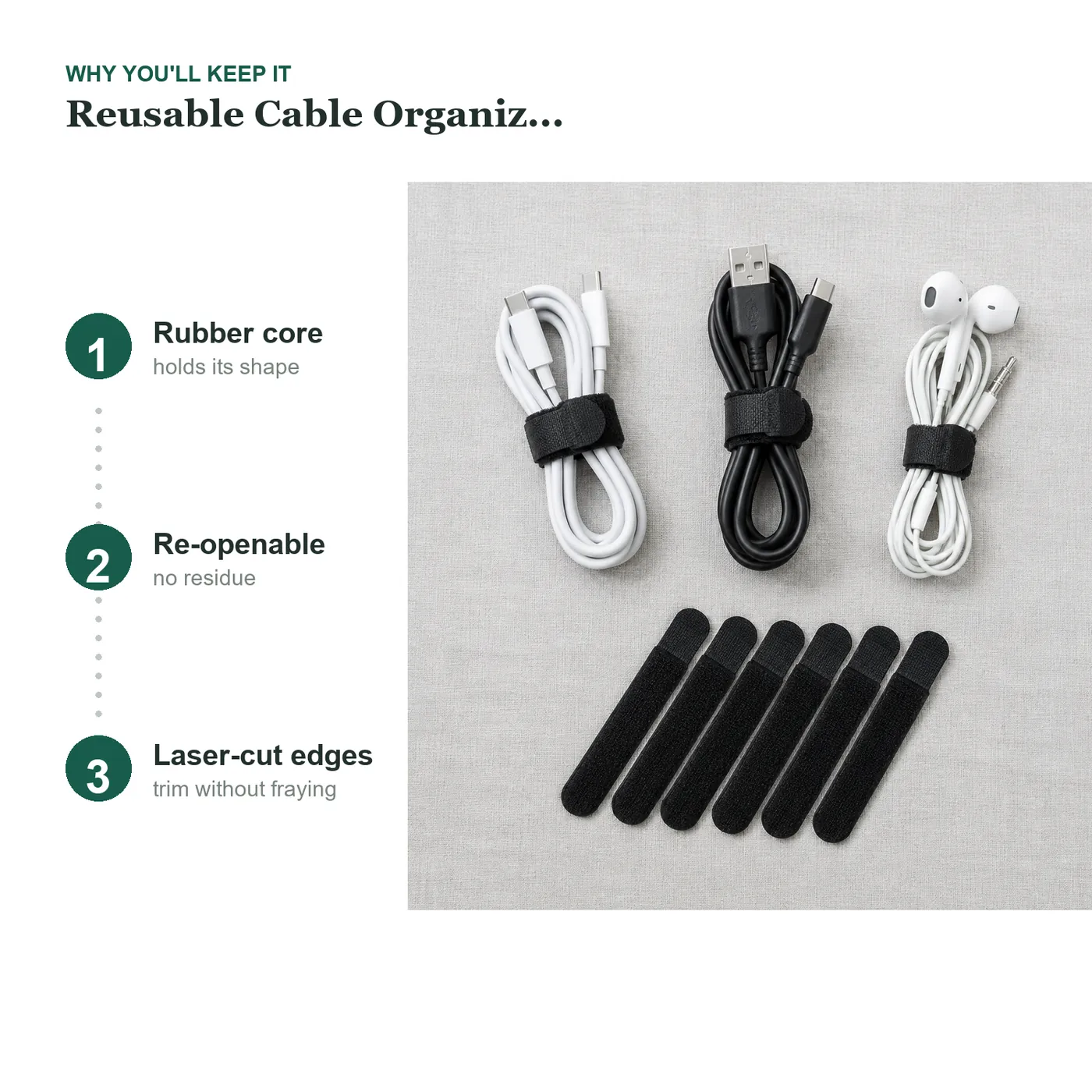 Reusable Cable Organizer Ties key details