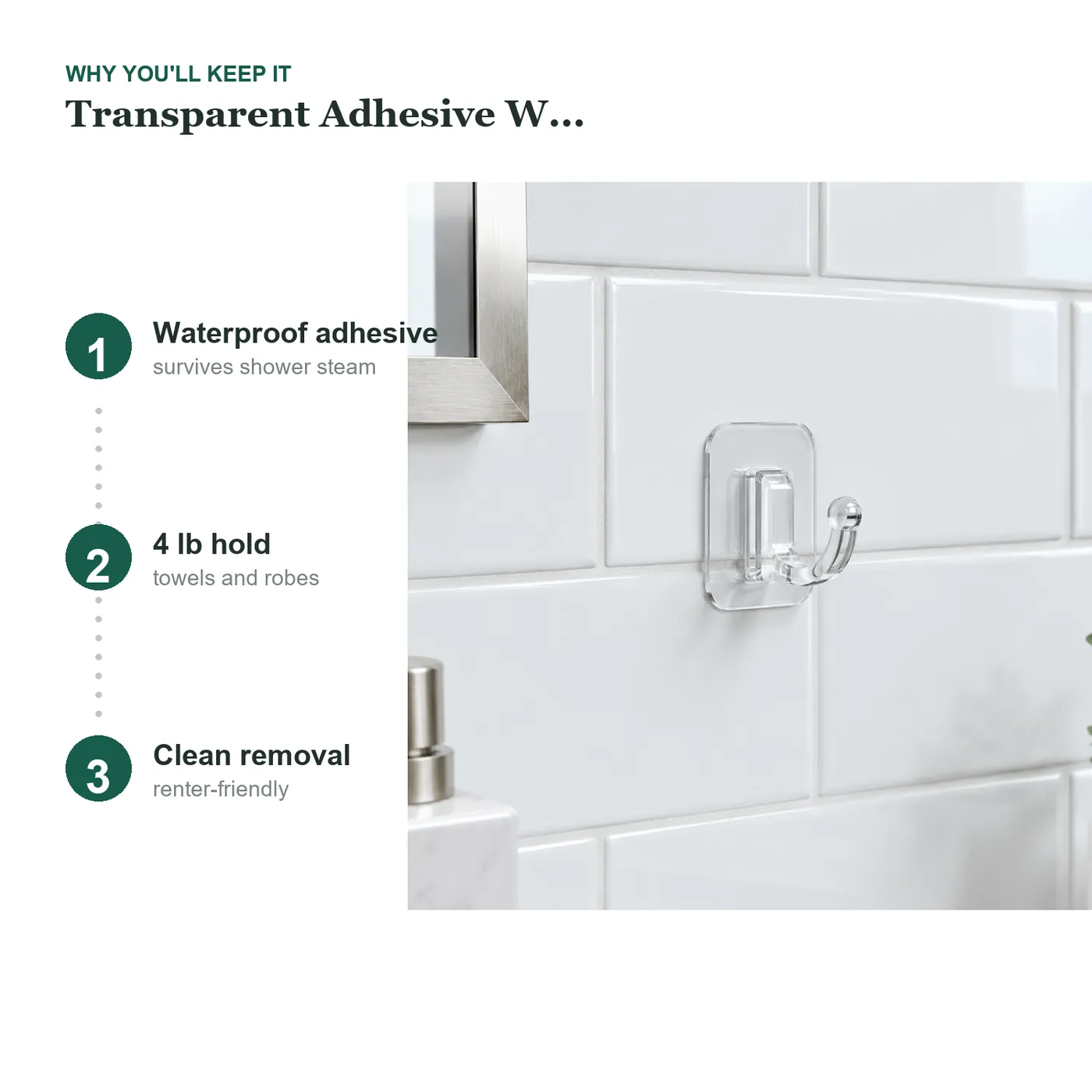 Transparent Adhesive Wall Hooks key details