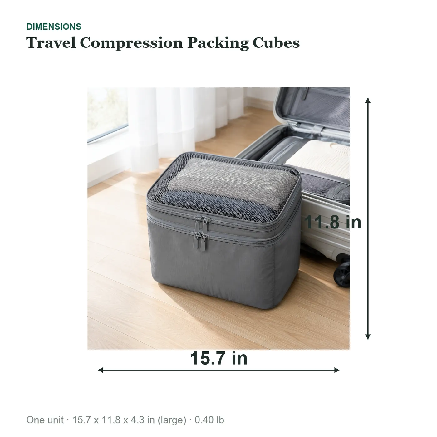 Travel Compression Packing Cubes dimensions diagram