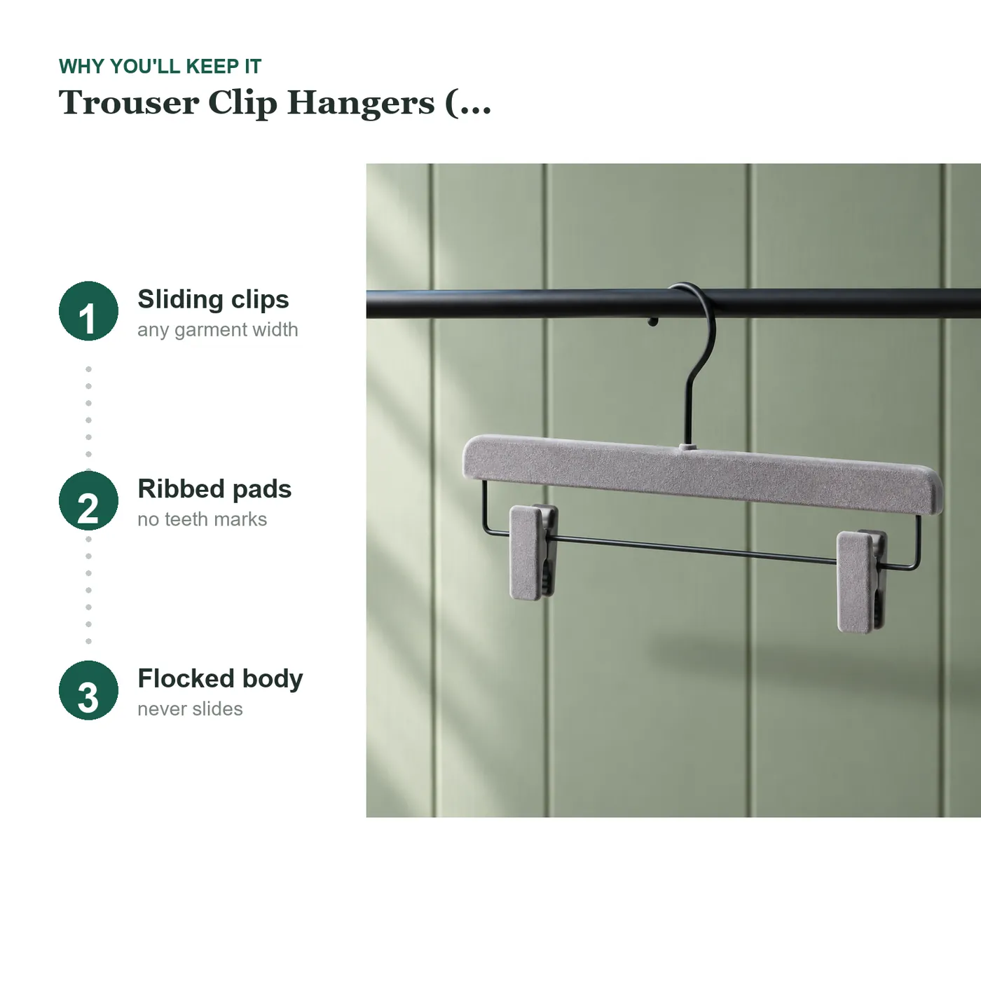 Trouser Clip Hangers (Non-Slip) key details