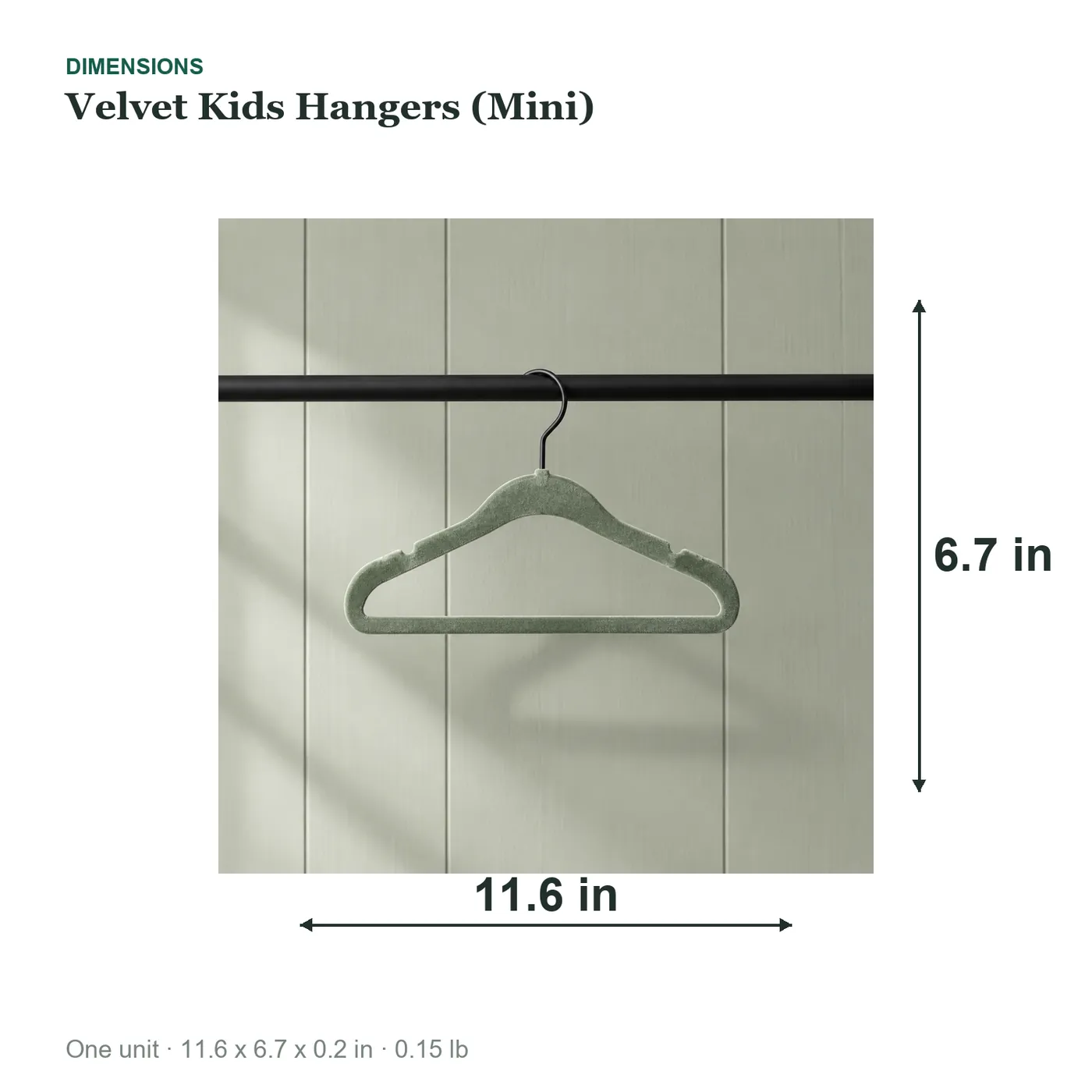 Velvet Kids Hangers (Mini) dimensions diagram