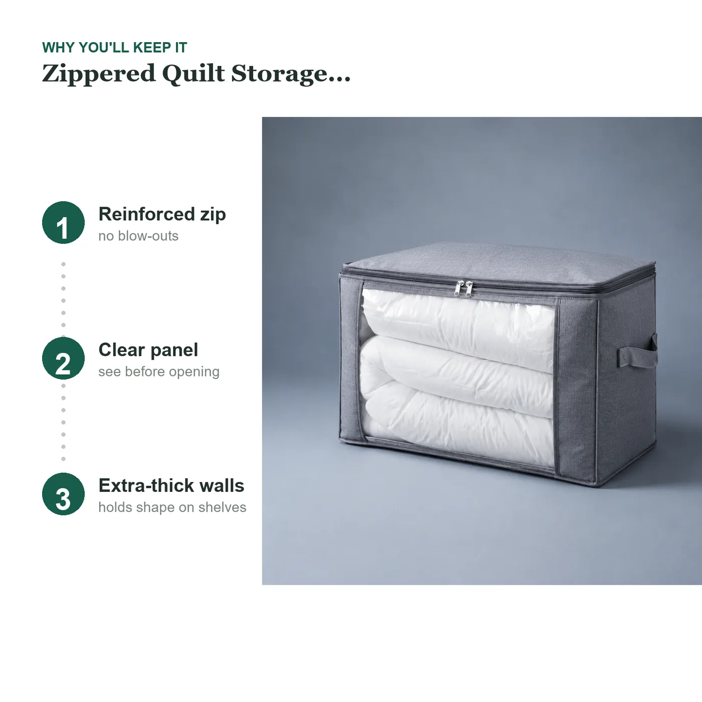 Zippered Quilt Storage Bags (Extra Thick) key details